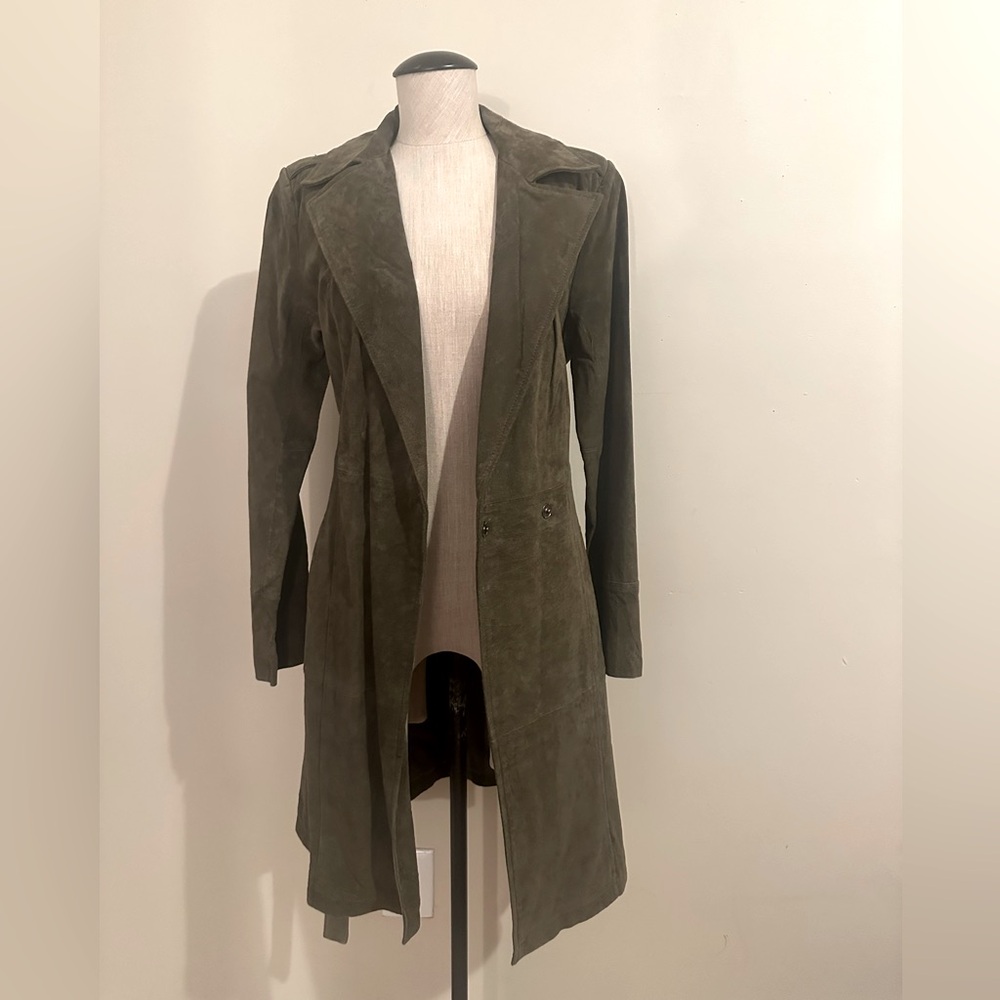 Olive Green Women's Suede Coat